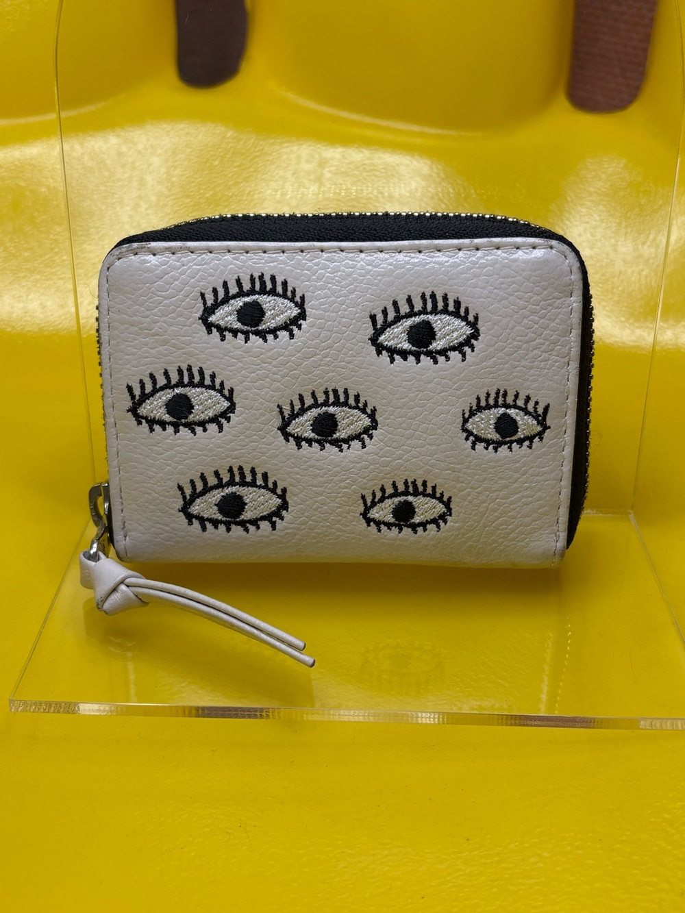 Min & Mon White Wallet with All-Over-Eyes Pattern